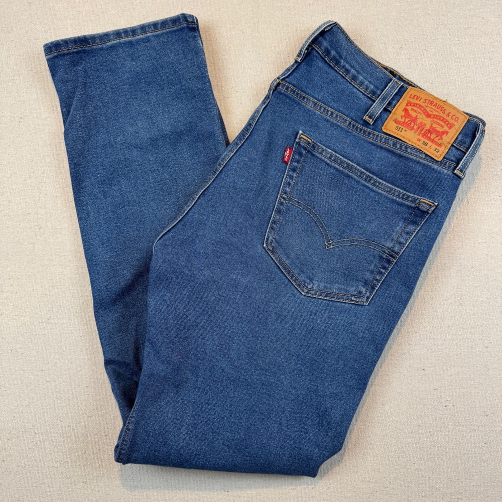 Levi's 38x32 511 Slim Fit Jeans Mens Blue Denim Pants 511-0782